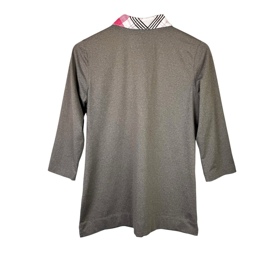 Nike Golf Womens Brown Moisture Wicking Plaid Collar Dri-Fit Sports Twofer Shirt - Picture 9 of 12